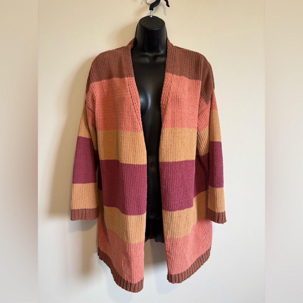 #412 Dreamers Warm Chenille Striped Cardigan